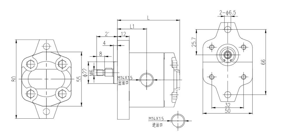Dimensions (0PF-L Pompe hydraulique à engrenage)